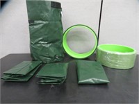 4 GREEN TARP STYLE BAGS 2 OUTER FOAM BACK ROLLERS