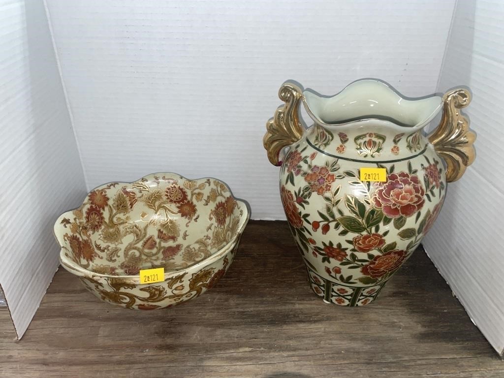 Vintage oriental vase and bowl