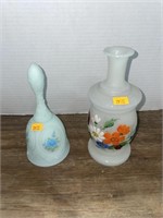 Vintage hand painted vase and bell