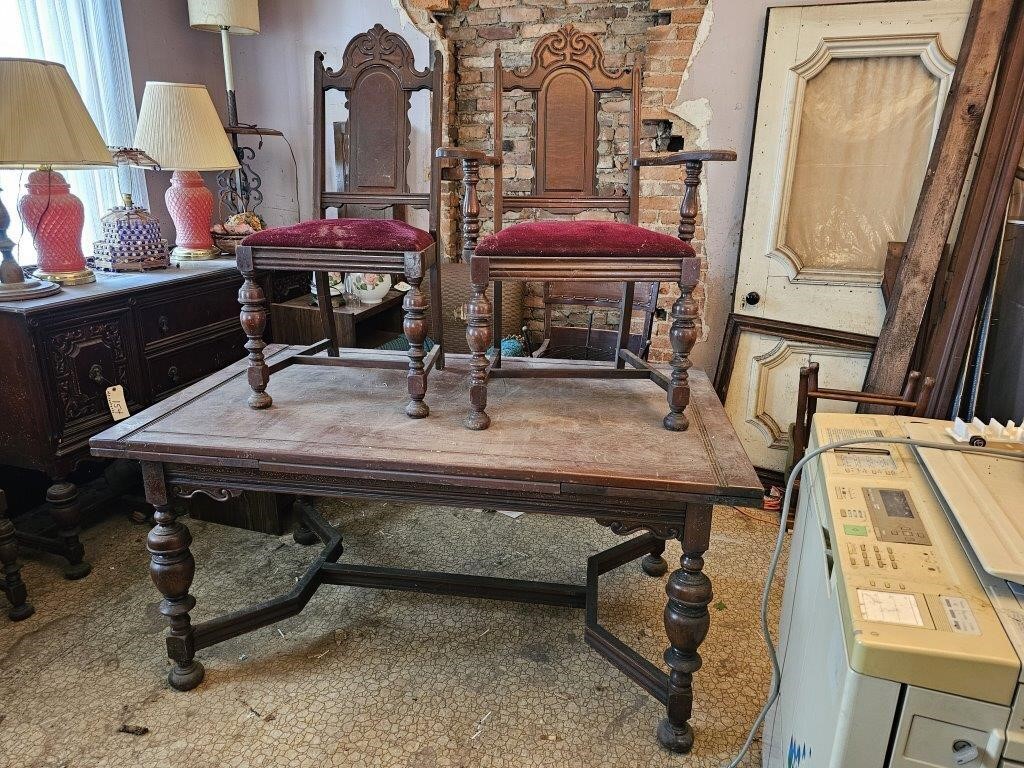 Antique Dining Table & 6 Chairs