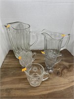 Vintage clear glass pitchers