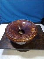 Vintage brown drip wear pottery spittoon