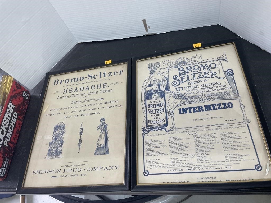 Vintage Emerson drug company framed advertising