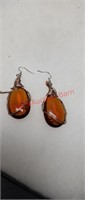 Amber wire earrings