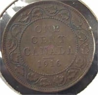 1916 Canadian large cent