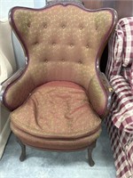 Antique barrel back ornate arm chair