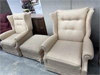 Vintage wing back chairs and ottoman