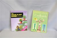 2 BOOKS PLANTS AND CANDLESTICKS