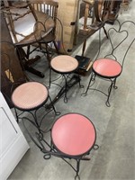 4 vintage wrought iron ice cream chairs and t