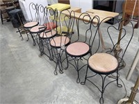 7 vintage wrought iron ice cream  chairs and