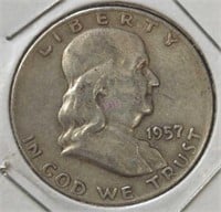 Silver 1957 d. Franklin half dollar