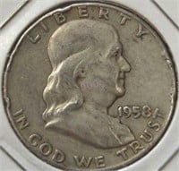 Silver 1958 d. Franklin half dollar