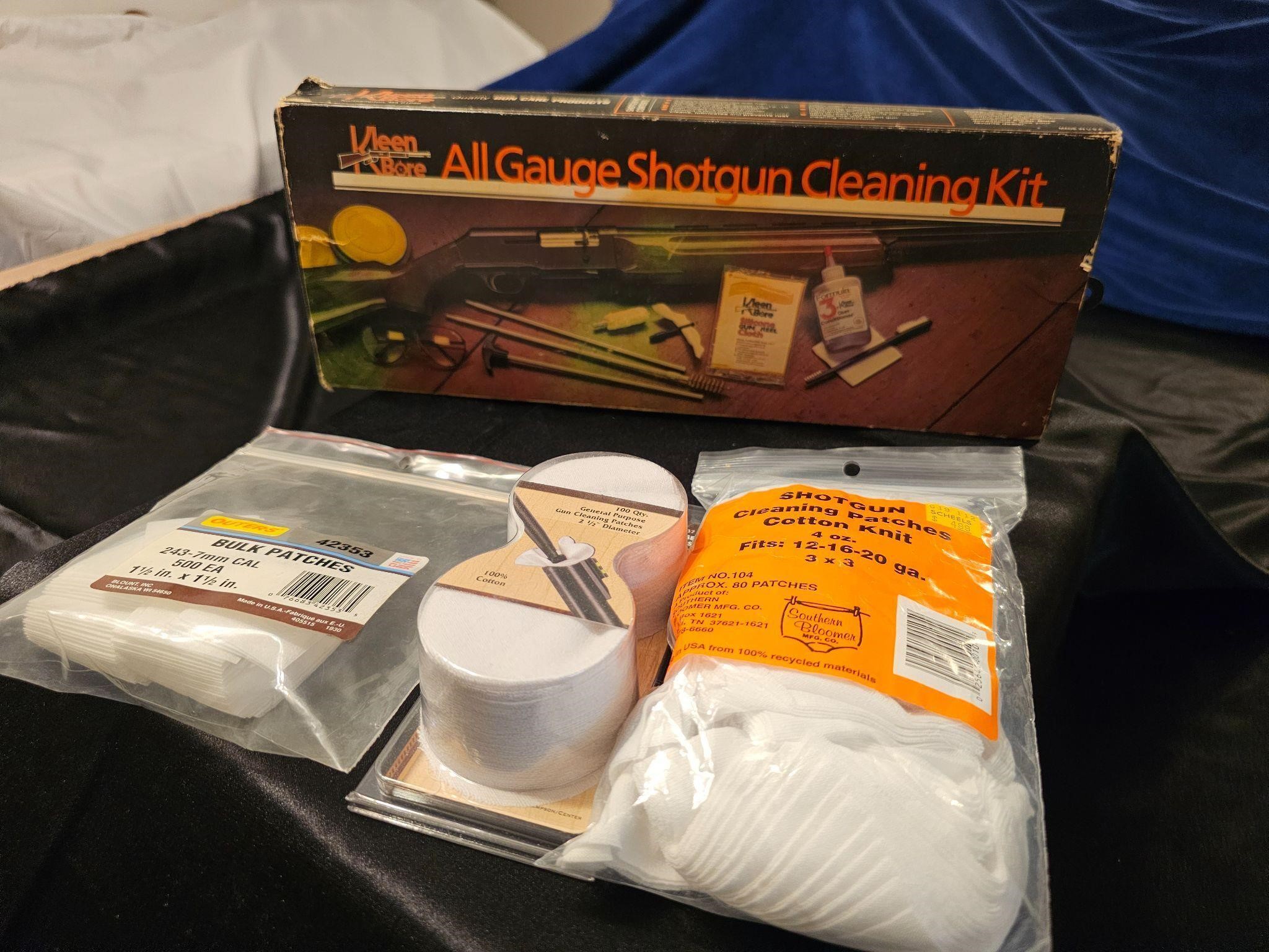 All gauge shotgun cleaning kit with patches