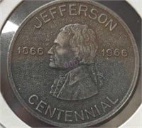 Jefferson centennial 1966 token