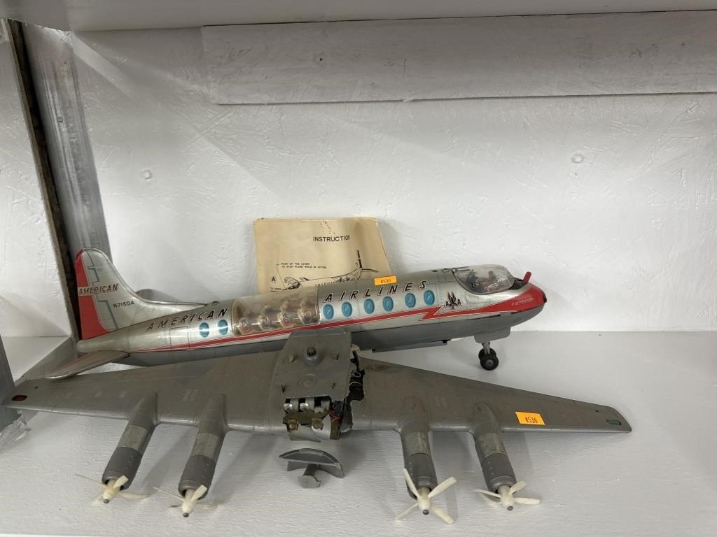 Vintage American Airlines metal toy plane and