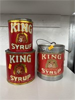 Vintage king syrup tins, one with key
