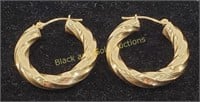 Marked 14K Yellow Gold Hoop Earrings