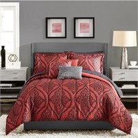Mainstays Red/Black Damask 10Pc Comforter Set