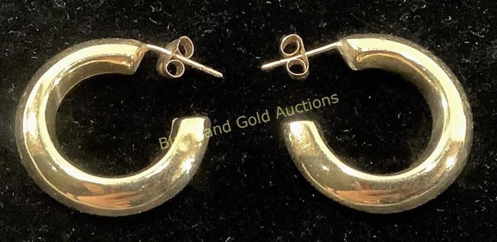 Marked 10K Yellow Gold Hoop Earrings