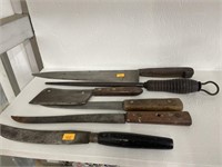 Antique knives , cleaver and steel