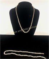 (2) Marked 14K Gold Clasp Pearl Necklaces