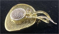 Marked 925 Sterling Silver Gold Wash Hat Pin