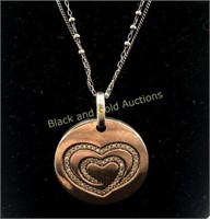Marked 925 Sterling Silver Shared Heart Necklace