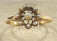 Unmarked 10K Gold & Opal Stone Ring Sz 6.5