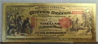 24k gold-plated banknote Vineland $5