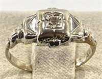 Marked 14K Gold Silver Wash Ring Sz 4