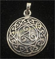 Marked 925 Sterling Silver Celtic Triskele Pendant
