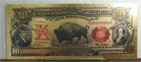 24k gold-plated banknote $10 Buffalo