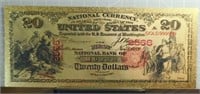 24k gold-plated banknote Butte Montana $20