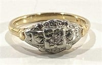 Marked 14K Gold & Diamond Ring Sz 6.5