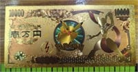 24K gold-plated pokémon banknote Mewtwo