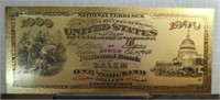 24k gold-plated banknote Salem Massachusetts