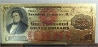24k gold-plated banknote $1000 Silver certificate