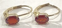 Marked 10K CI Garnet Stone Earrings