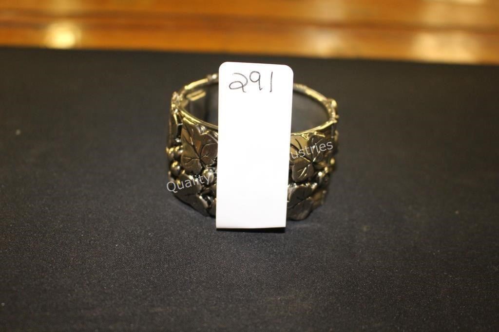 silver leaf bangle bracelet (display)