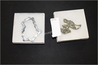 silver bracelet & necklace (display)