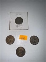 1865 2 cent coin and 1864 2 cent piece