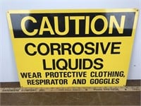 Caution Corrosive Liquids Metal Sign