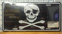 Scaling crossbones pirate license plate