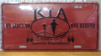 Kill in action USA made license plate