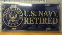 Us Navy retired license plate tag USA made