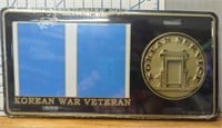 Korean war veteran USA made license plate tag