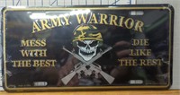 Army warrior USA made license plate tag