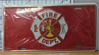 Fire department USA made license tag