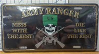 Army ranger US made license plate tag