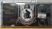 Wounded warrior USA made license plate tag